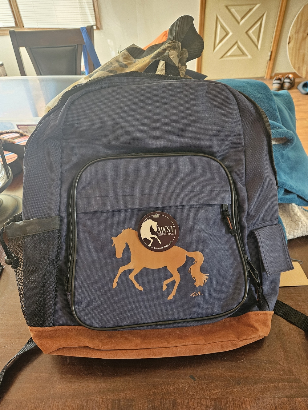 AWST Navy and Brown Equestrian Backpack